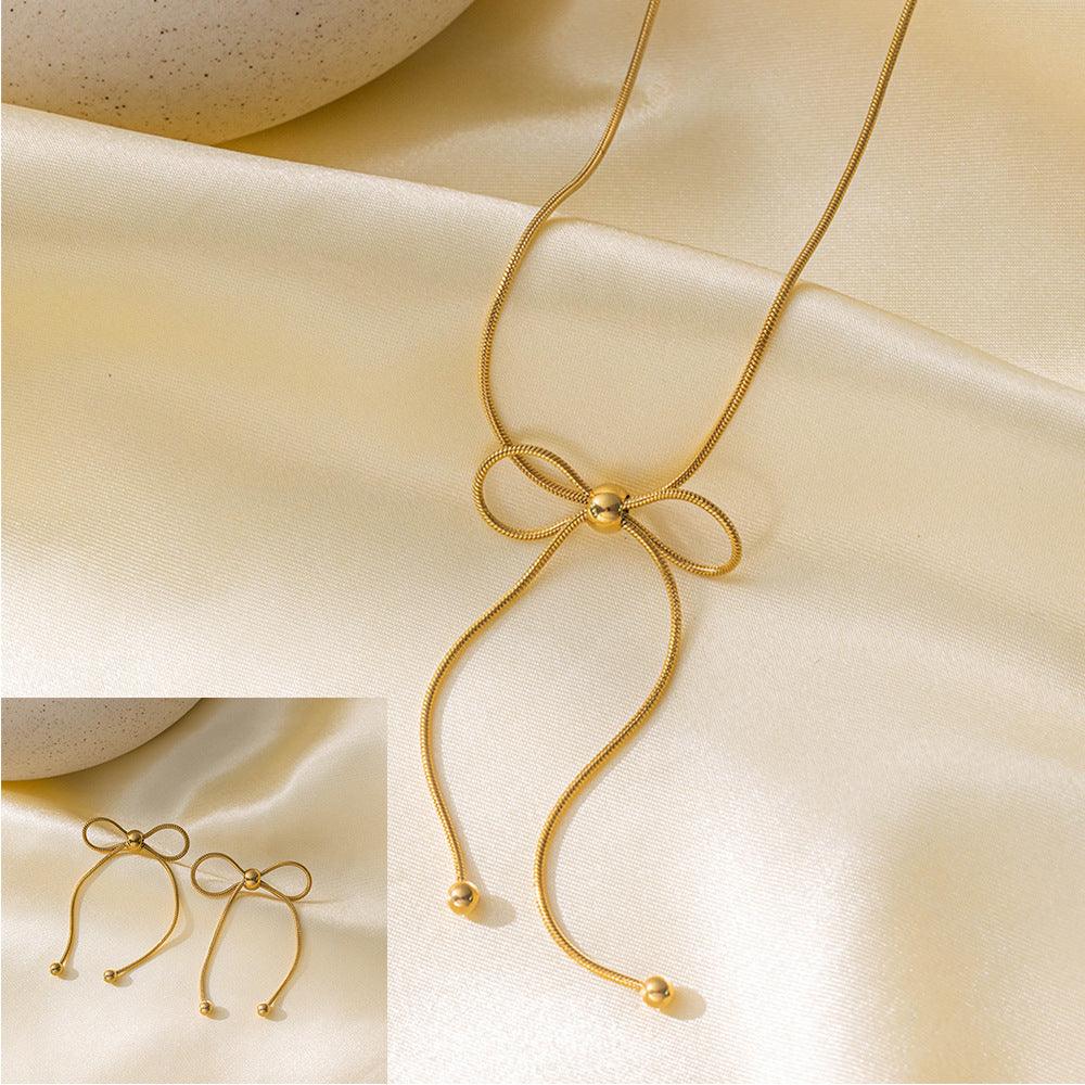 Stainless Steel Necklace Earrings Women's Jewelry Suit - Fashion Avenue