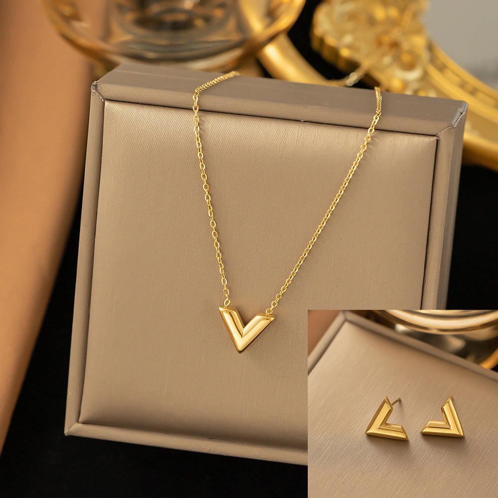 Stainless Steel Necklace Earrings Women's Jewelry Suit - Fashion Avenue