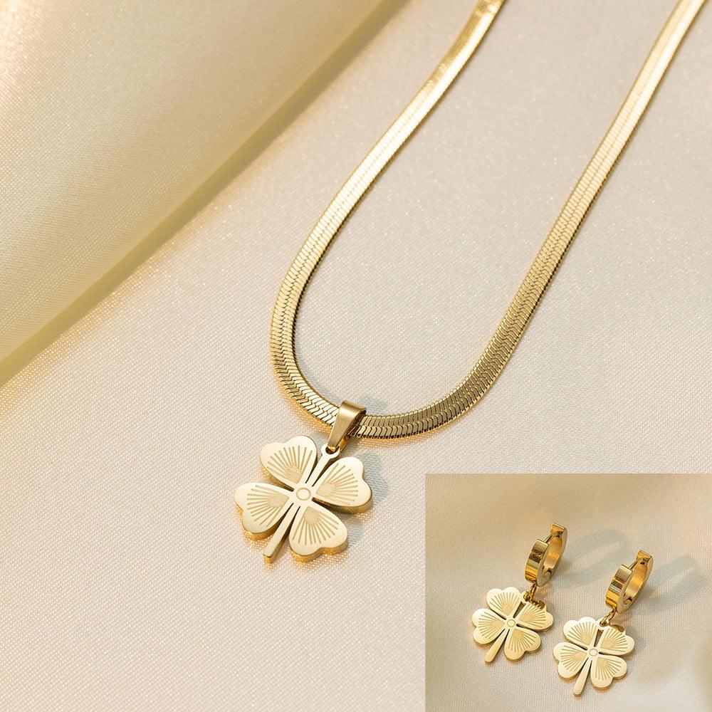 Stainless Steel Necklace Earrings Women's Jewelry Suit - Fashion Avenue