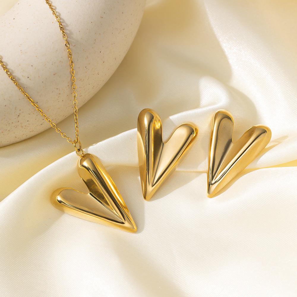 Stainless Steel Necklace Earrings Women's Jewelry Suit - Fashion Avenue