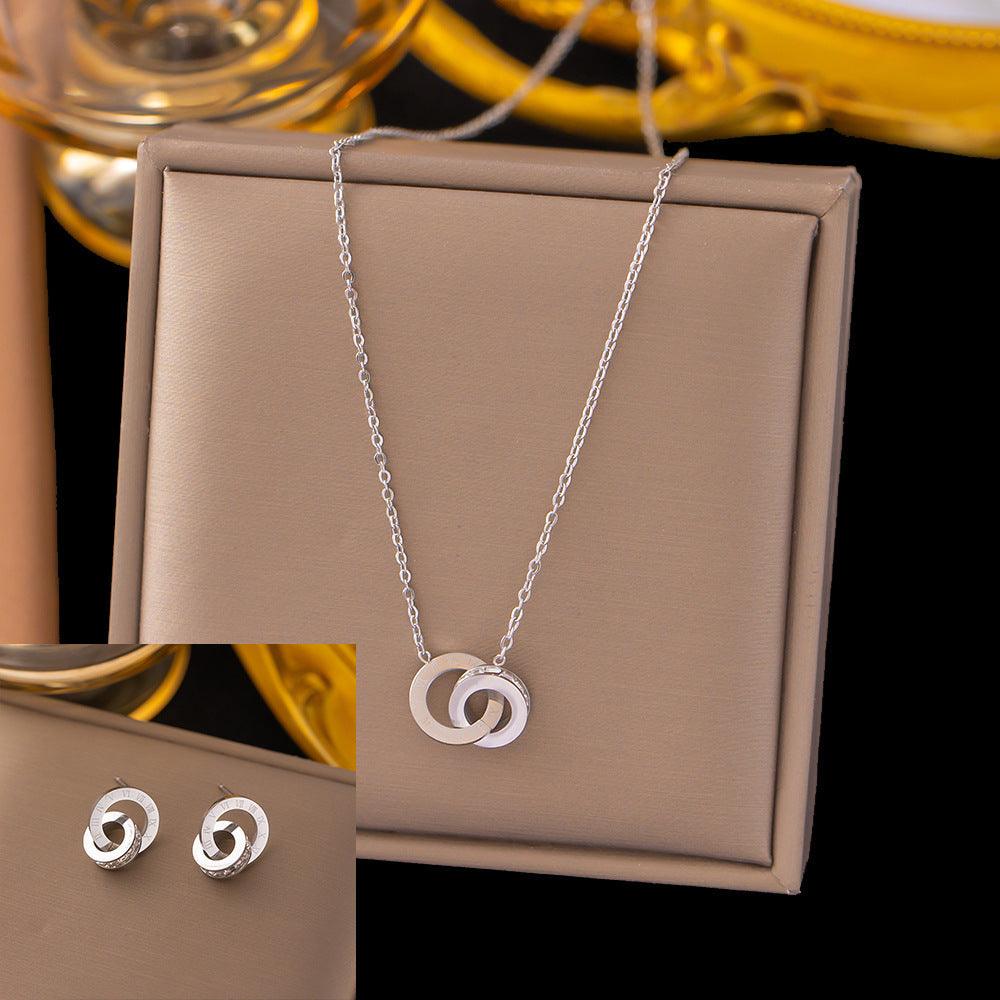 Stainless Steel Necklace Earrings Women's Jewelry Suit - Fashion Avenue