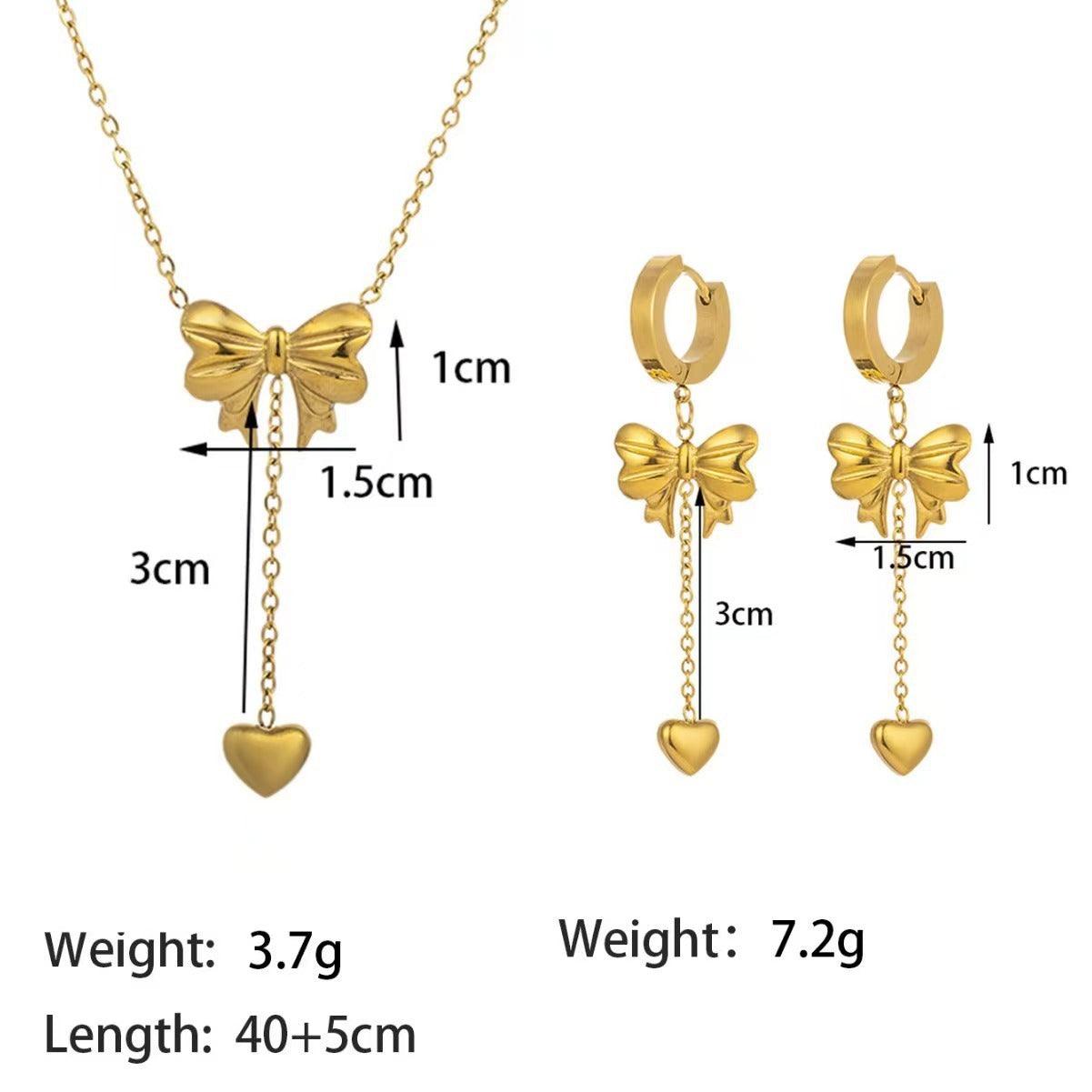 Stainless Steel Necklace Earrings Women's Jewelry Suit - Fashion Avenue