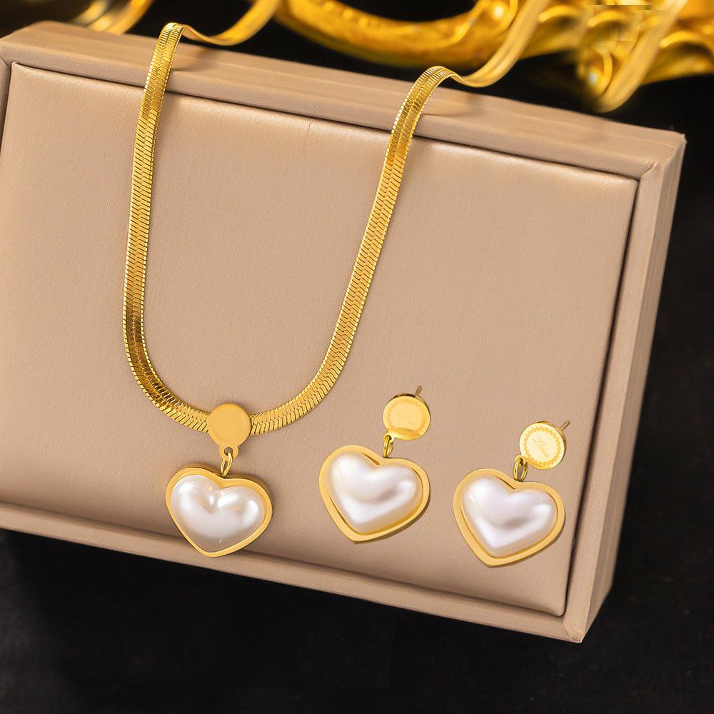 Stainless Steel Necklace Earrings Women's Jewelry Suit - Fashion Avenue