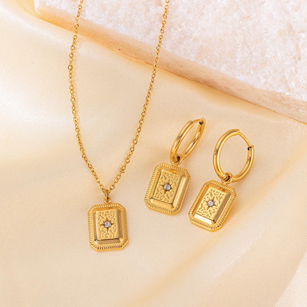 Stainless Steel Necklace Earrings Women's Jewelry Suit - Fashion Avenue