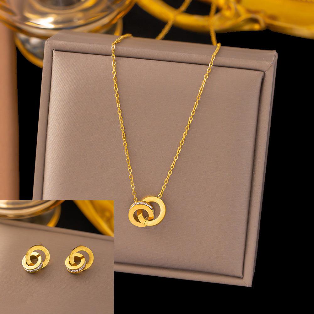 Stainless Steel Necklace Earrings Women's Jewelry Suit - Fashion Avenue