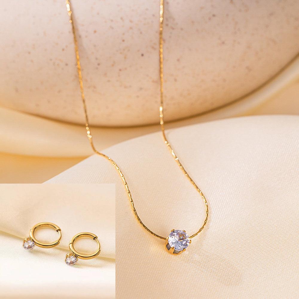 Stainless Steel Necklace Earrings Women's Jewelry Suit - Fashion Avenue