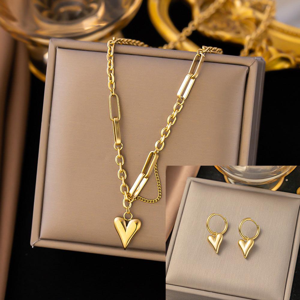 Stainless Steel Necklace Earrings Women's Jewelry Suit - Fashion Avenue